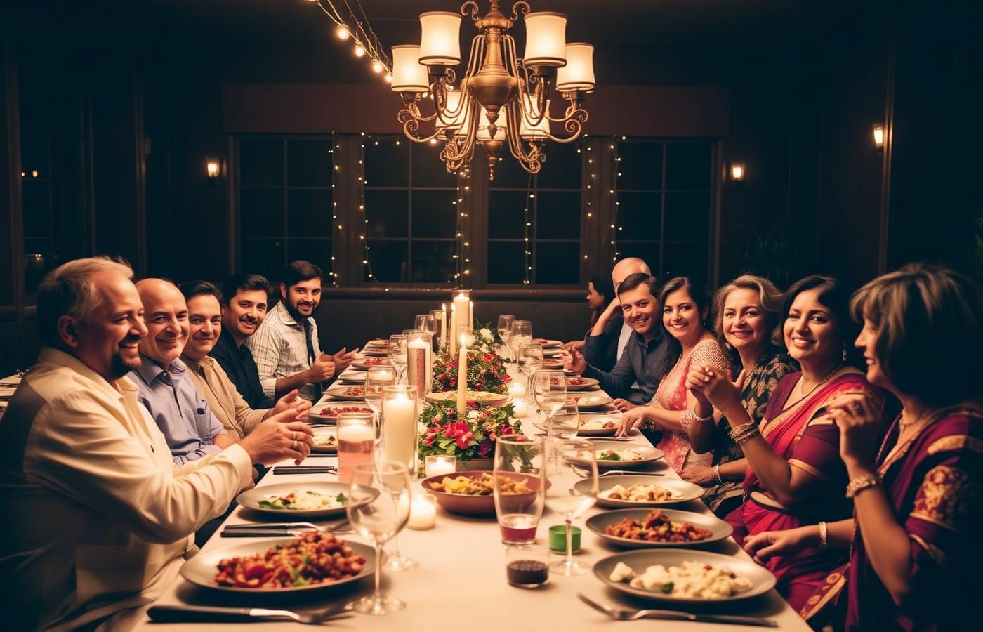 Guests celebrating around a decorated dinner table at Nukkad Kitchen & Patio